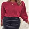 SHEWIN Spring Outfits for Women 2026 Casual Long Sleeve Soft Lightweight Knit Sweater Cozy Cute Oversized Sweaters for Women Red XX-Large view 2