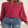SHEWIN Spring Outfits for Women 2026 Casual Long Sleeve Soft Lightweight Knit Sweater Cozy Cute Oversized Sweaters for Women Red XX-Large view 4