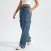Cargo Sweatpants Women Baggy Wide Leg Fleece Sweatpants Drawstring High Waisted Jogger Pants Lounge Pants with Pockets Womens Fashion 2025 Trendy Clothes Lightweight Summer Casual Trousers Pant view 3