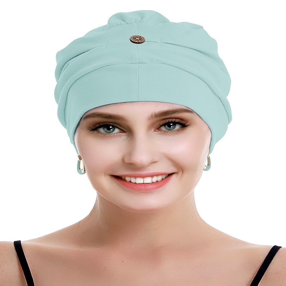 osvyo Cotton Chemo Turbans for Women Cancer Hairloss hat - Cotton Lightweight Headwear Sealed Packaging Light Pistachio