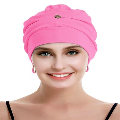 osvyo Cotton Chemo Turbans for Women Cancer Hairloss hat - Cotton Lightweight Headwear Sealed Packaging Fuscia Pink