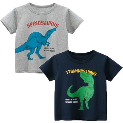 ALEXZV Toddler Boy' Shirts 2 Packs Dinosaur Short Sleeve Tops T-Shirt Size for 3-6 Years (US, Age, 3 Years, 4 Years, Big Eye Dragon)