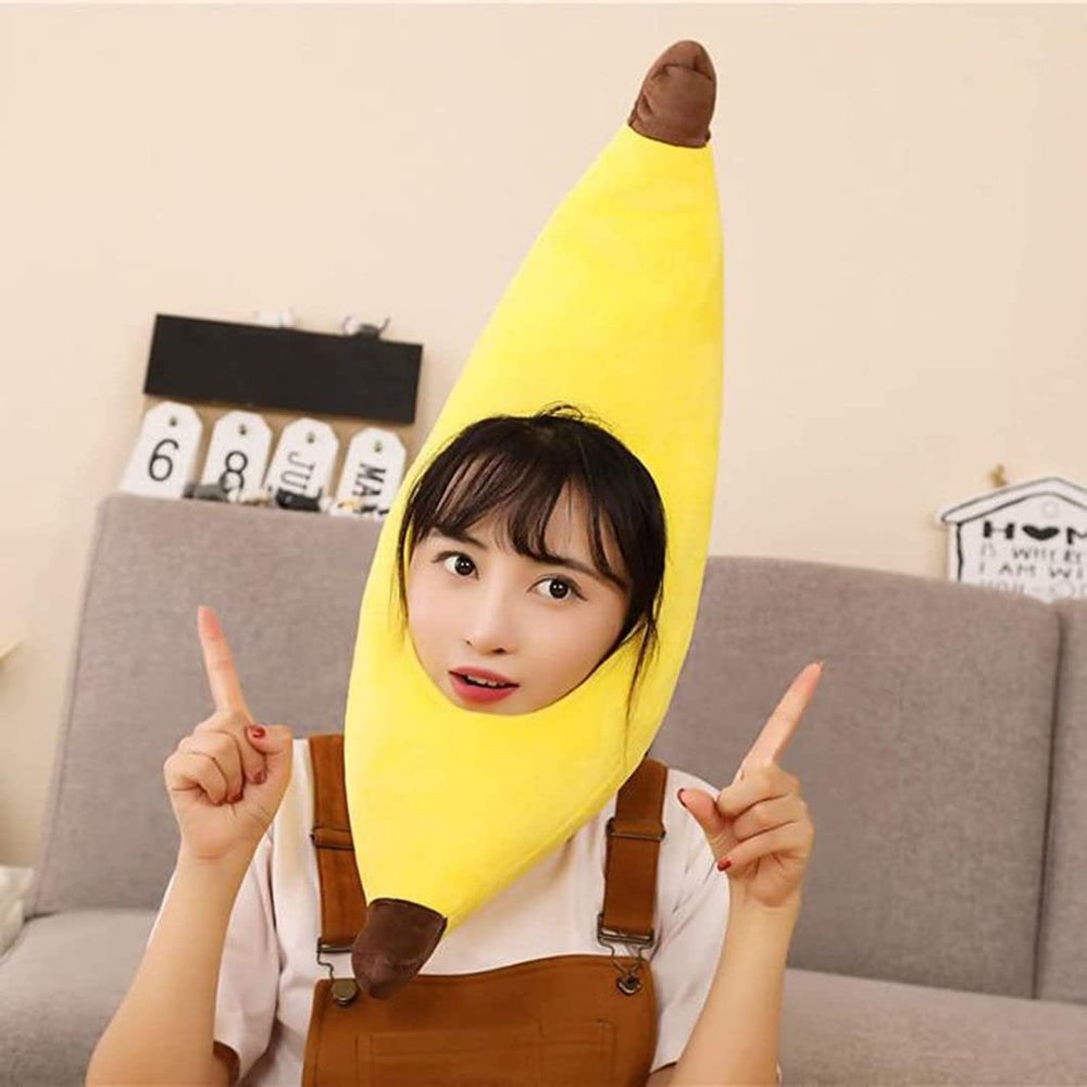 Eioflia Banana Costume, Festival Costume Caps Kids Adult Unisex Funny Banana Hat Yellow Novelty Fancy Dress Party Decor Head Accessory