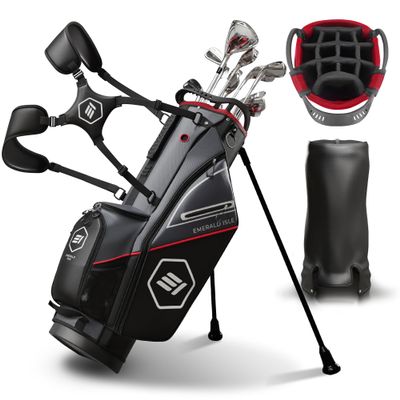 Emerald Isle 14 Way Full Length Divider Golf Bag Stand, Heavy Duty Carry Bag with Rain Hood, Multiple Pockets, Padded Handle and Strap, Lightweight Golf Bag for Men and Women
