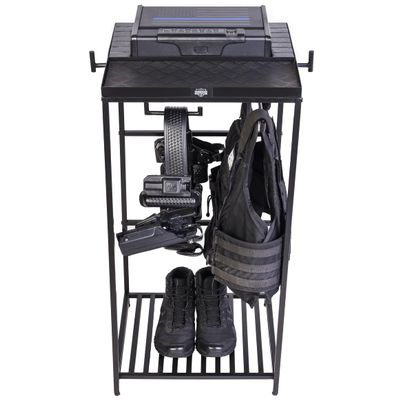 Guard The Line Tac Tower, Police Gear Rack with Biometric Safe, Vest Hanger