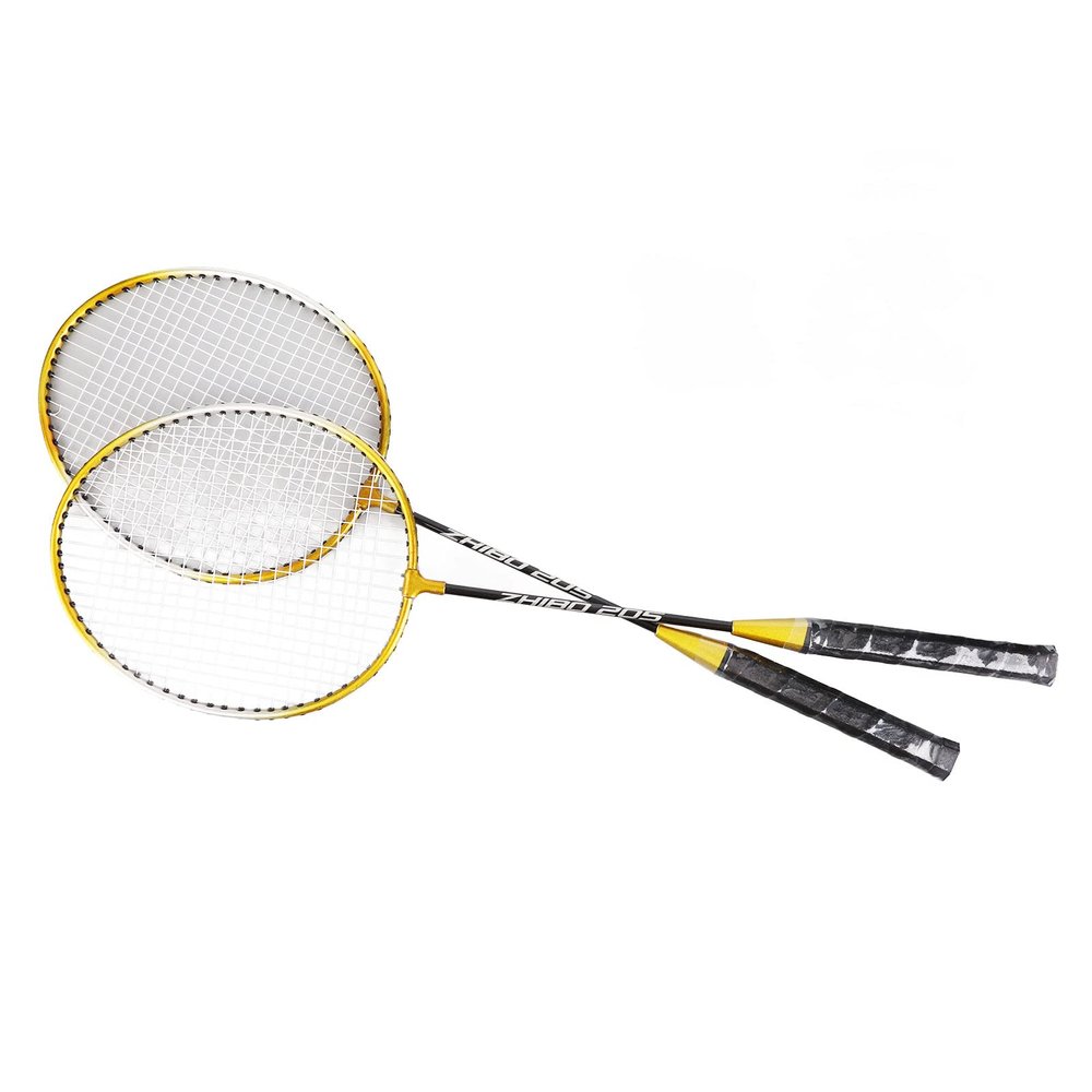Badminton Racket, Badminton Rackets Set with Storage Bag 25.7in Gold Split Iron Alloy Badminton Racket Set T Shaped Tee Design for Amateur Training Outdoor Backyards