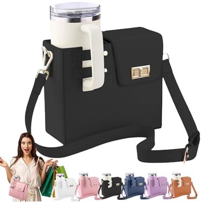 2026 New Stanley Purse Cup Holder Bag Crossbody Water Cup Storage Bag Portable Cups Purses Stanley Cup Purse Holder 40 Oz Perfect Valentines Day Gift Gift (Black)