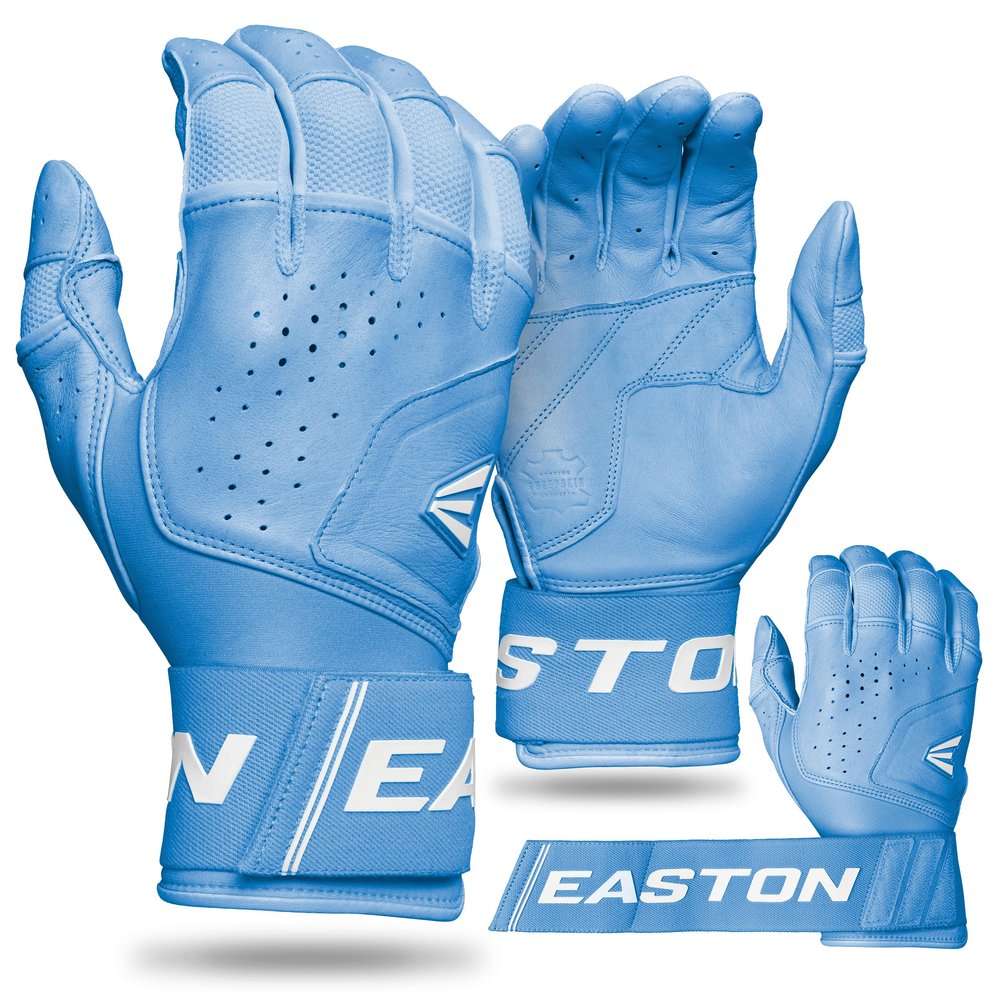 Easton | Adult MAV PRO Locked in Baseball Batting Gloves - White/Carolina Blue - X-Large