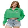 Dallas Stars NHL Officially Licensed Women's Cropped Quarter Zip Sweatshirt Left Chest, Large view 1