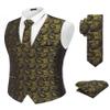 COOFANDY Men Vest Tie Set 3PCS Paisley Floral Necktie Pocket Square Suit Vests Formal Dress Waistcoat, Golden Paisley, S view 1