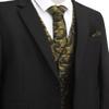 COOFANDY Men Vest Tie Set 3PCS Paisley Floral Necktie Pocket Square Suit Vests Formal Dress Waistcoat, Golden Paisley, S view 2