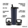 ZULU Base 18oz Kids Stainless Steel Water Bottle with 3 Lids- Straw, Chug, Twist | Double Walled and Vacuum Insulated Metal Thermos | Fits Car Cupholder, Built in Carry Loop, Dishwasher Safe, Navy view 4