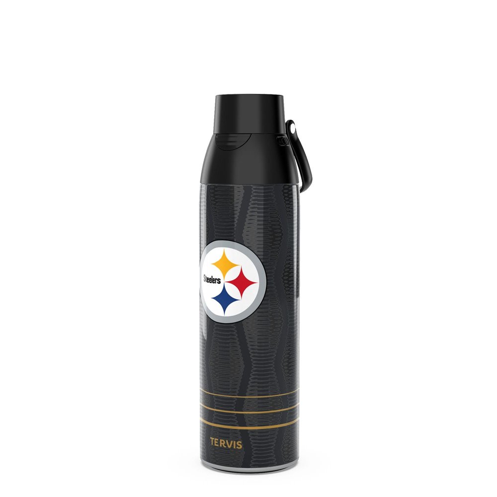 Tervis Venture Water Bottle NFL Pittsburgh Steelers - Full Speed Triple Insulated Tumbler Travel Cup Keeps Drinks Cold & Hot, 26oz, Stainless Steel
