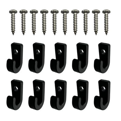 LinJianTing 10pcs Kayak J Hooks Black Nylon Tie Down Hooks with Mounting Screws Kayak Elastic Hooks Paddleboards Boating Accessories.