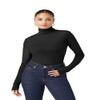 Emmalise Womens Turtleneck Top Long Sleeves Fitted Ribbed Top - Black, Medium view 1