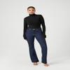Emmalise Womens Turtleneck Top Long Sleeves Fitted Ribbed Top - Black, Medium view 2