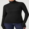 Emmalise Womens Turtleneck Top Long Sleeves Fitted Ribbed Top - Black, Medium view 3