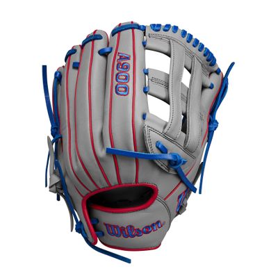 Wilson 2024 A900 PF12 Pedroia Fit 12 Utility Baseball Glove - Grey/Red/Royal, Right Hand Throw