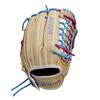 Wilson Winter 2024 A2000 T125 12.5" Outfield Fastpitch Glove - Blonde/Blue/Flamingo, Left Hand Throw view 2