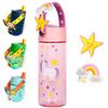 Elemental Water Bottles for Kids - Splash Kids Water Bottle for School with Fun Charm Handle - BPA Free Tritan Plastic Bottle with Straw Leak Proof When Spout is Closed - 18oz - Unicorn Dream view 1