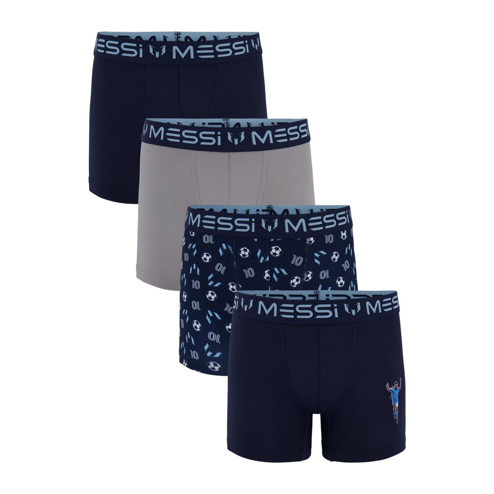 Messi Boys 4-Pack of Boxer Briefs, Kids Underwear with Stretch Material & Elastic Waist
