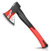 Auto Dynasty 15" Wood Axe, Red Wood Chopping Axe with Anti-Slip and Shock Reduction Handle, Wood Splitter Camping Outdoor Hatchet with Forged Steel Blade for Wood Splitting and Kindling view 1