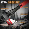 Auto Dynasty 15" Wood Axe, Red Wood Chopping Axe with Anti-Slip and Shock Reduction Handle, Wood Splitter Camping Outdoor Hatchet with Forged Steel Blade for Wood Splitting and Kindling view 3