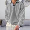Sweatshirts for Men Fall V Neck Button Loose Athletic Sweatshirts Lapel Long Sleeve Pullover Tops Workout Sweatshirt Gray view 2