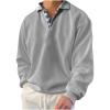 Sweatshirts for Men Fall V Neck Button Loose Athletic Sweatshirts Lapel Long Sleeve Pullover Tops Workout Sweatshirt Gray view 3