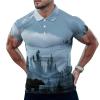 Misty Mountain Forests Animal Bear Mens Golf Shirt Print Polo Shirt Slim Fit Short Sleeve T Shirt Casual Athletic Tee 2XL view 1