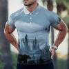 Misty Mountain Forests Animal Bear Mens Golf Shirt Print Polo Shirt Slim Fit Short Sleeve T Shirt Casual Athletic Tee 2XL view 2