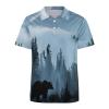 Misty Mountain Forests Animal Bear Mens Golf Shirt Print Polo Shirt Slim Fit Short Sleeve T Shirt Casual Athletic Tee 2XL view 4