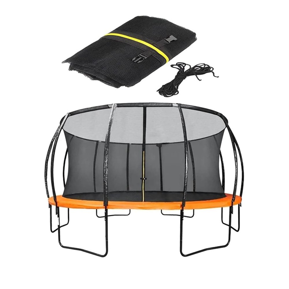 Trampoline Safety Net Replacement, with Zippers and Buckles, 10/12/14 FT UV Resistant Trampoline Enclosure Surround Netting, Round Frames Trampolines Accessories, 10 FT - 8 Poles,Black
