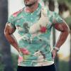 Aqua Green Horse Floral Mens Golf Shirt Print Polo Shirt Slim Fit Short Sleeve T Shirt Casual Athletic Tee 2XL view 2