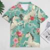 Aqua Green Horse Floral Mens Golf Shirt Print Polo Shirt Slim Fit Short Sleeve T Shirt Casual Athletic Tee 2XL view 3