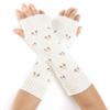 CABODYALS 2 Pairs White Grunge Gloves Ripped Knit Gloves Fairy Winter Soft Heart Arm Warmers Fingerless Knitting Crochet Hand Wrist Warmer Thumb Hole Mittens for Women Unisex Typing Driving Supplies view 1