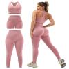 SALSPOR 3 Piece Workout Sets for Women Butt Lifting Leggings with High Impact Sports Bra Gym Shorts(3DWX-Pink-XL) view 1
