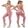 SALSPOR 3 Piece Workout Sets for Women Butt Lifting Leggings with High Impact Sports Bra Gym Shorts(3DWX-Pink-XL) view 2
