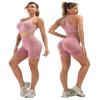SALSPOR 3 Piece Workout Sets for Women Butt Lifting Leggings with High Impact Sports Bra Gym Shorts(3DWX-Pink-XL) view 3