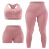 SALSPOR 3 Piece Workout Sets for Women Butt Lifting Leggings with High Impact Sports Bra Gym Shorts(3DWX-Pink-XL) view 4