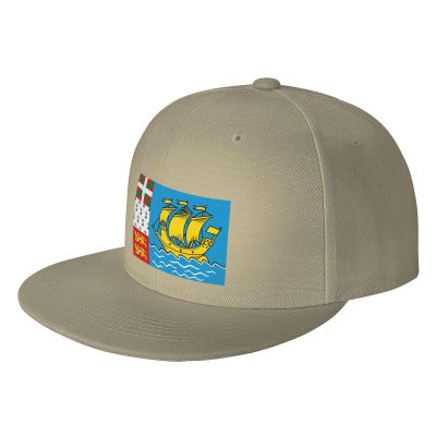 Flag of Saint-Pierre and Miquelon Snapback Hats for Men Women Baseball Cap Adjustable Flat Bill Sun Hat Natural