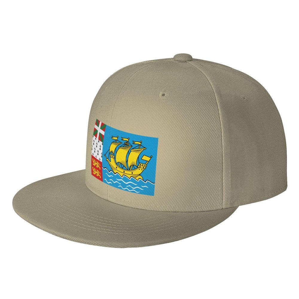 Flag of Saint-Pierre and Miquelon Snapback Hats for Men Women Baseball Cap Adjustable Flat Bill Sun Hat Natural