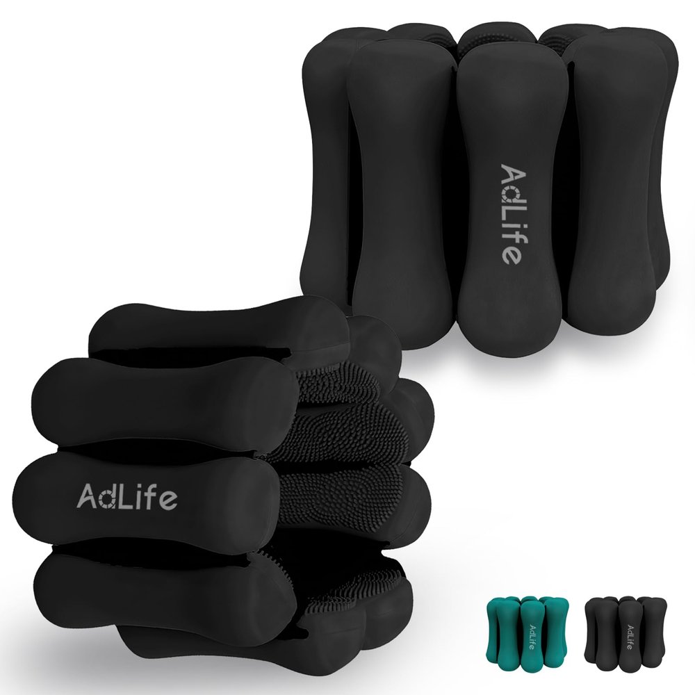 ADLIFE Adjustable Pilates Wrist Ankle Weights for Women, Silicone Arm Leg Weights Set of 2 (1lb Each), Waterproof Exercise Equipments for Yoga, Dance, Barre, Walking, Home Gym, Cardio-Black