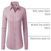 Gleeivy Button Up Shirts Women Stain Cotton Long Sleeve Wrinkle Free Formal Business Dress Shirt Classic Fit Solid Women Satin Stretch Casual Work Office Waitress Server Gray Purple view 4