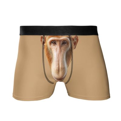 HANZSPROUT Proboscis Monkeys Trunk Boxers for Men - Funny Animal's Trunk Mens Underwear Boxer Briefs Underwear 15 Size S