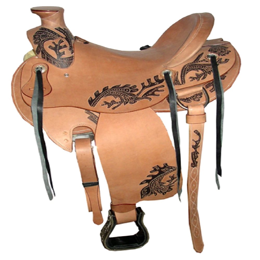 AD Saddlery Wade Tree A Fork Roping Ranch Work Leather Premium Western Horse Saddles for Horses Handmade Equestrian Trail Horse Saddle Tack Size: 10"-18" inches Seat WADE101 (13" inches Seat)