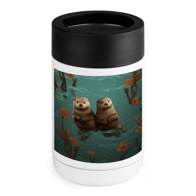 Stainless Steel Beverage Cooler with Silicone Grip, Otters in Love Print Ideal for Chilling Drinks at Home,Bars,and Outdoor Activities