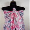 Hand block floral print cotton scarf beach sarongs soft voile summer pario (Blue&pink flower, 44x74) view 4
