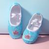 Ballet Shoes for Girls Satin Dance Practice Slippers Split Soft Leather Flat Sole Crown Yoga Gymnastics Shoes (Blue, 10.5 Little Child) view 2