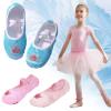Ballet Shoes for Girls Satin Dance Practice Slippers Split Soft Leather Flat Sole Crown Yoga Gymnastics Shoes (Blue, 10.5 Little Child) view 3